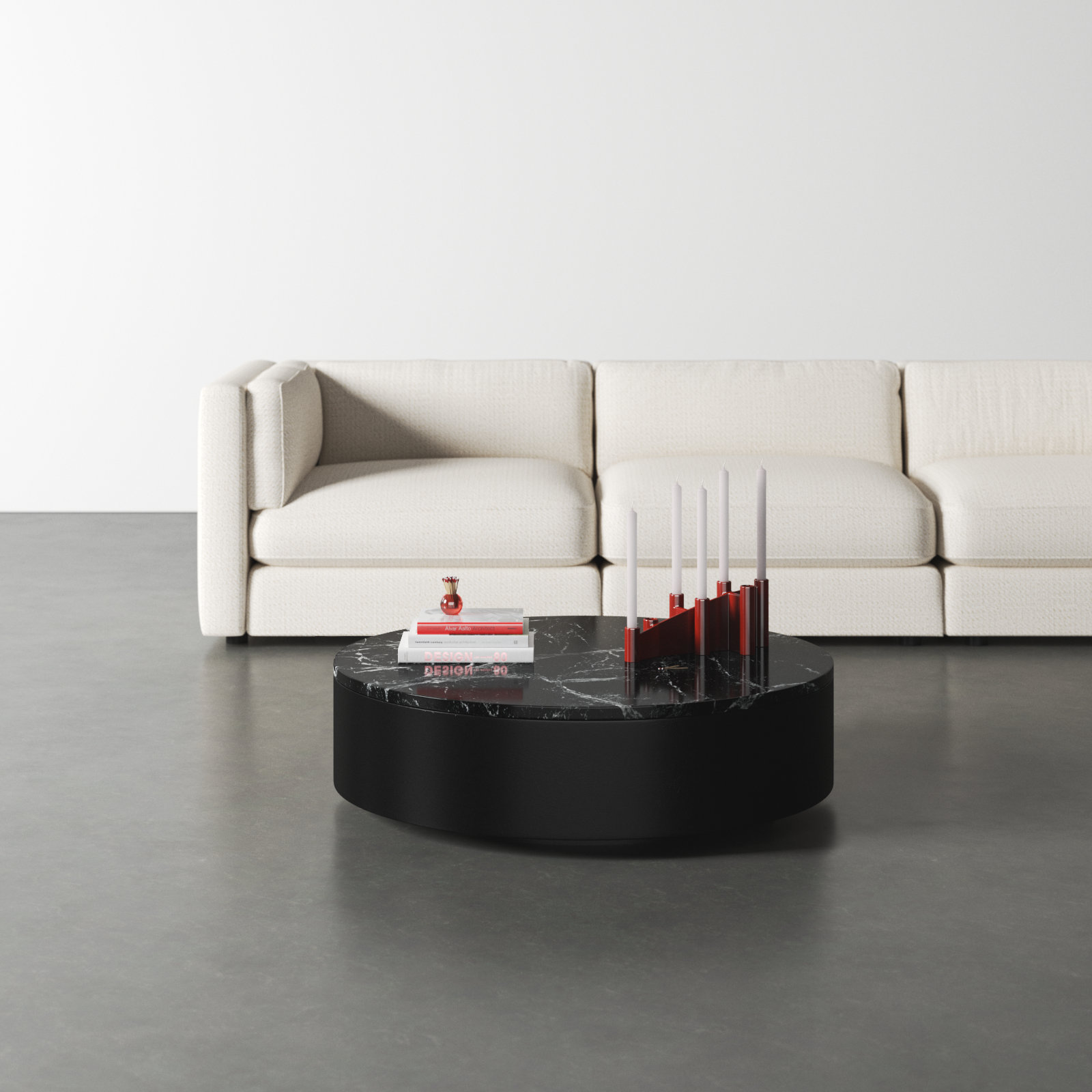 40" Genuine Marble Drum Coffee Table