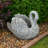 Jina Large Planter With Swan Sculpted Details, Gray Terracotta-109660892