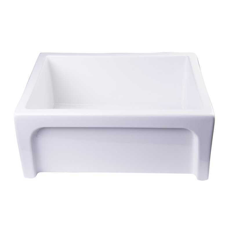 24'' L Single Bowl Fireclay Kitchen Sink, White