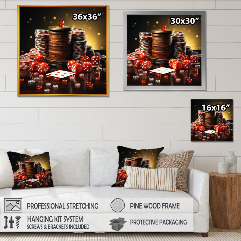 Art de jeu de casino «Poker III» - Casinos / traces de course, art mural, Toile tendue, H 36 po x l 36 po