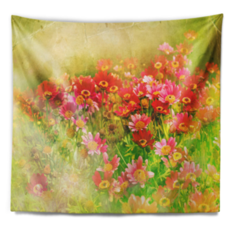 Tapisserie colorée avec jardin printanier et fleurs, H 32 po x l 39 po