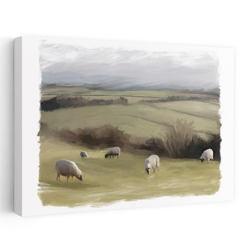 Paysage roulant contemporain abstrait campagne, H 32 po x l 48 po