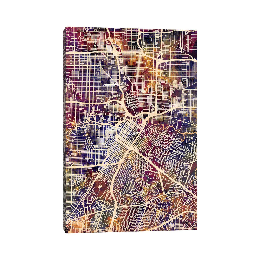 Houston Texas City Street Map II by Michael Tompsett - Wrapped Canvas Gallery-Wrapped Canvas Giclée