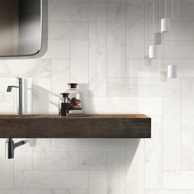 Carreau de porcelaine poli blanc JEM Adagio (3 po x 12 po)