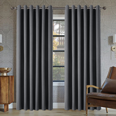 100% Linen Blackout Eyelet Curtain Panels - Premium Thermal, Total Blackout Window Drapes