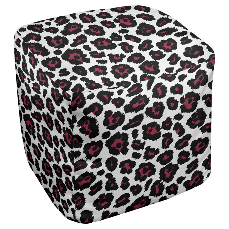 Repose-pieds cubique carré à imprimé animal, Blanc/noir/rouge, H 18 po x l 18 po x P 18 po