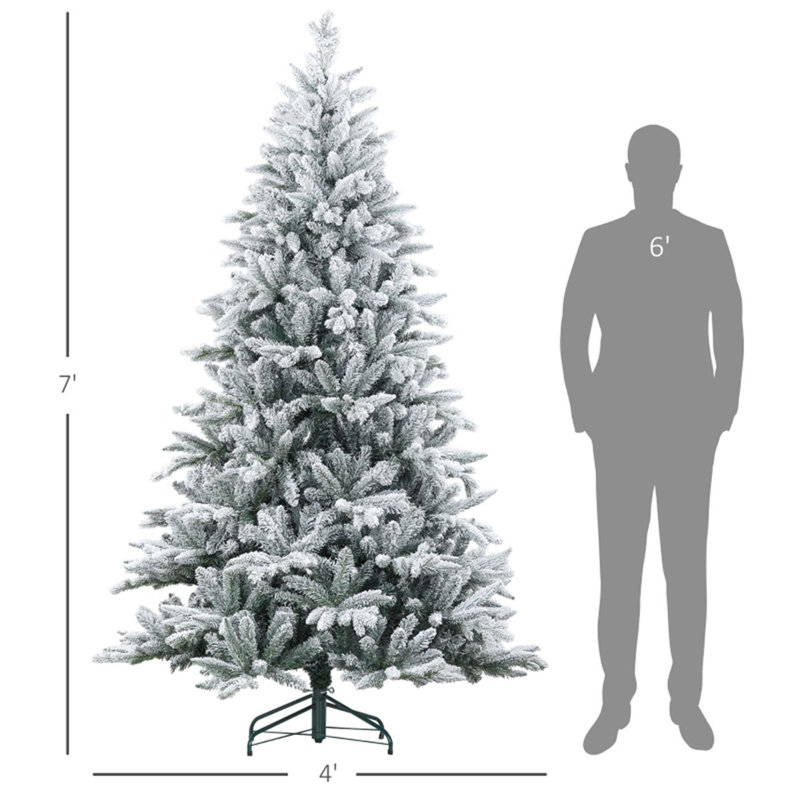 Arbre de Noël, arbre artificiel avec support en métal robuste, assemblage facile pour la maison, décor de salon, H 7 pi