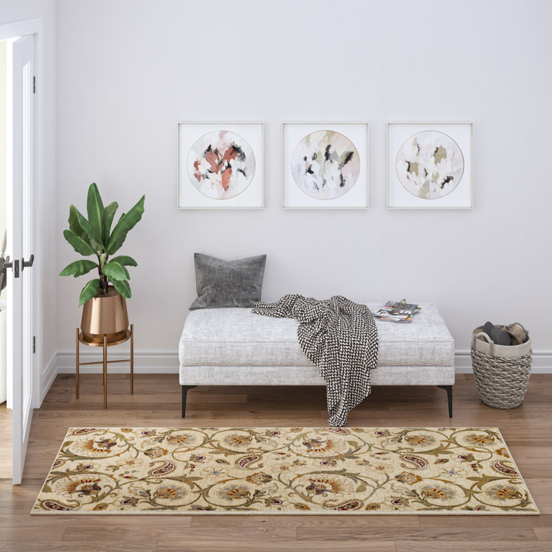 Tapis beige crème Clotario, Tapis de couloir 2 pi 7 po x 9 pi 10 po