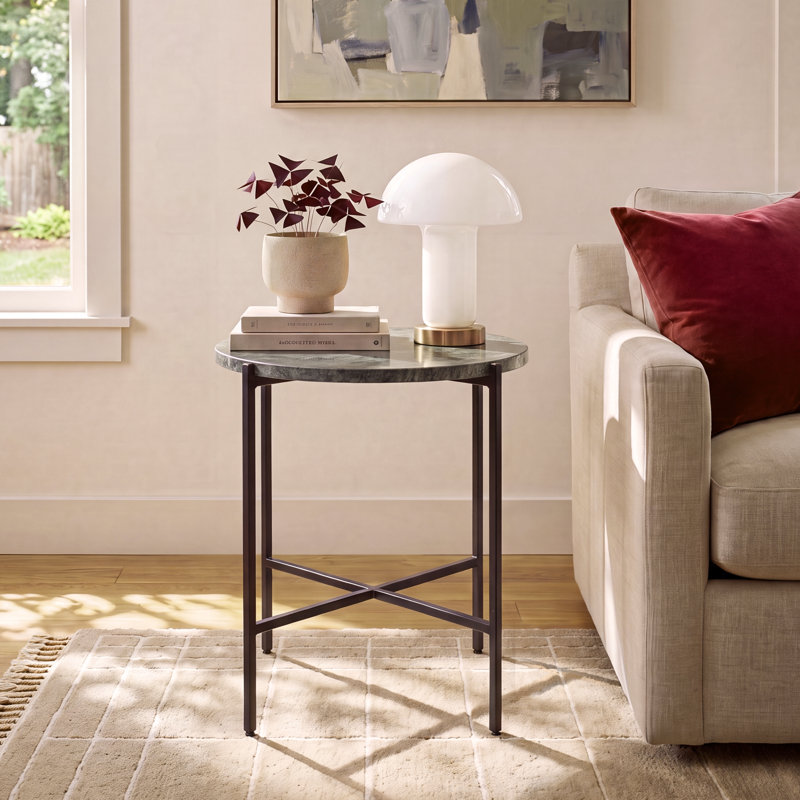 Bingham Marble Top End Table, Light Brown