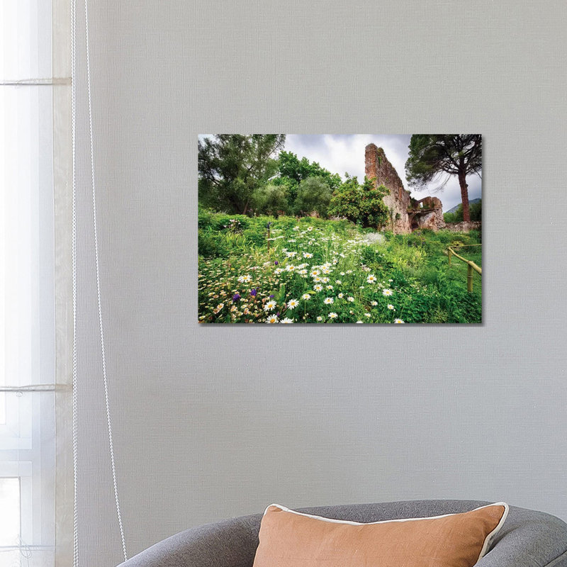 Ruins in a Garden with Flowers and Orange Tree 1 Piece Wrapped Canvas Wall Art, 66.04 cm H x 45.72 cm W x 3.175 cm D