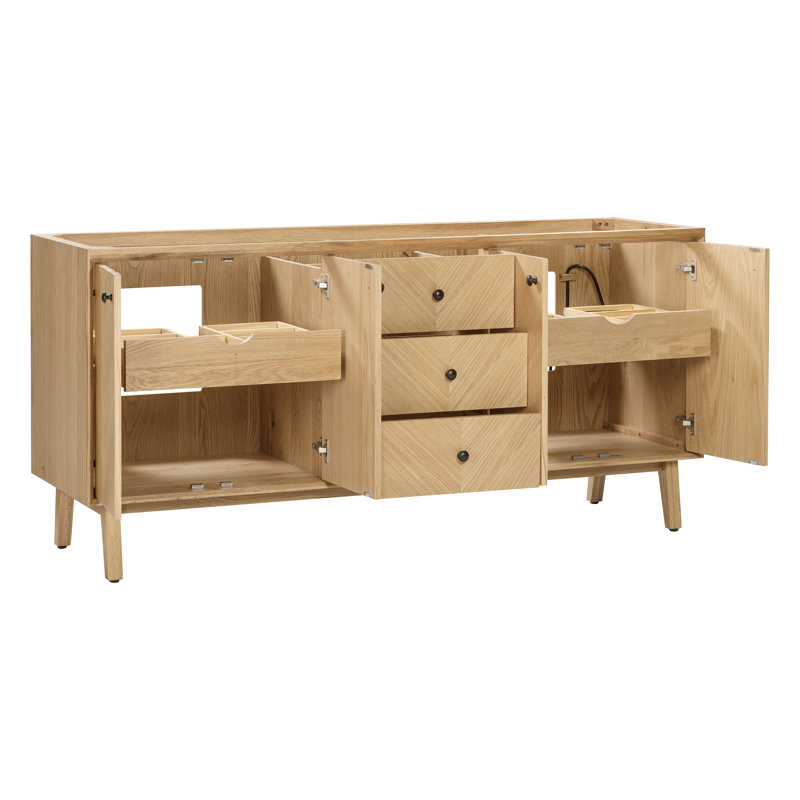 Adele 72'' W Double Bathroom Vanity Base, Natural