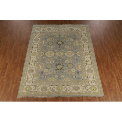 Tapis indien argenté en laine gris Oushak 8 x 10