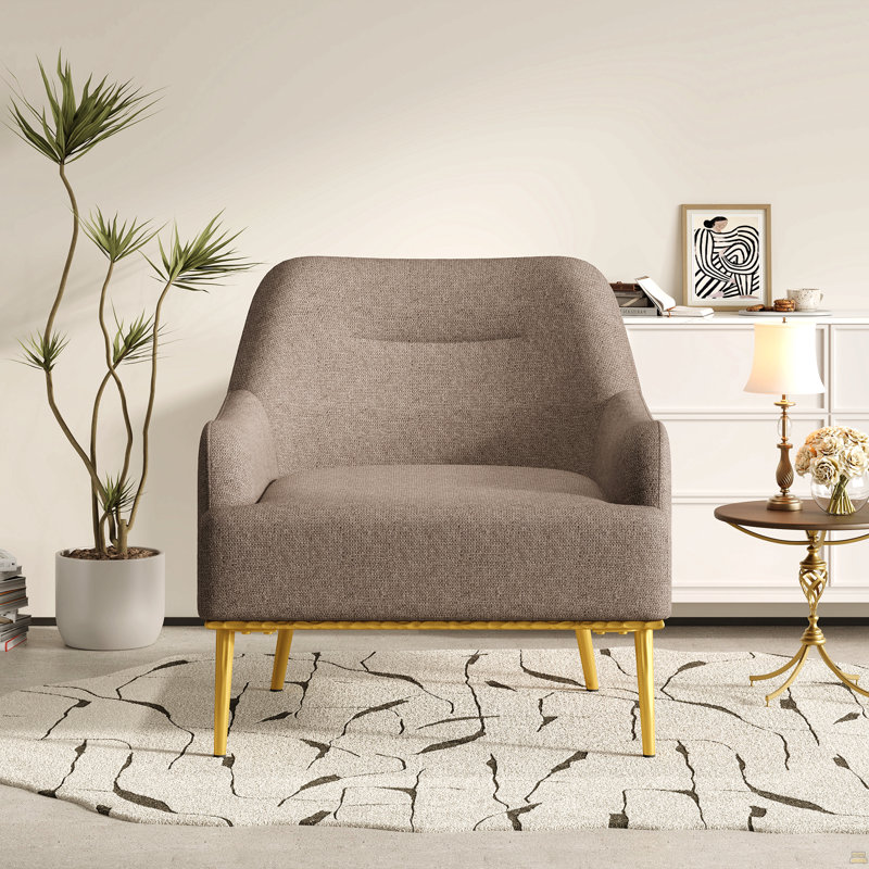 Fauteuil d'appoint Virelli Modern Chenille, Brun