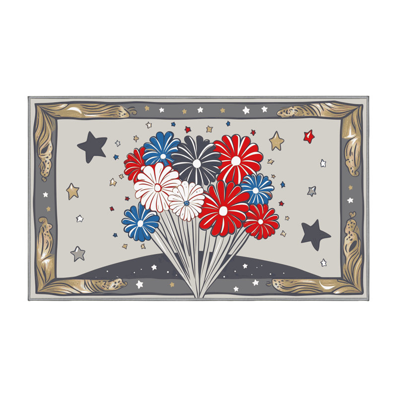 The Holiday Aisle® Indepence Day Firecraker Summer Holiday Rug, Rectangle 7' x 9'