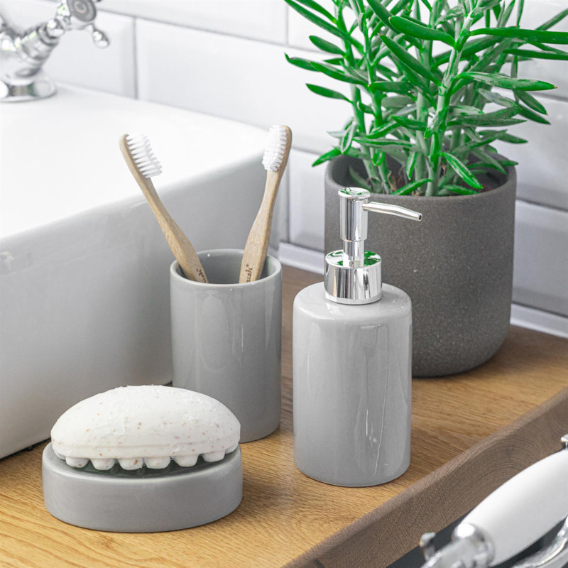 Harbour Housewares - Ceramic Toothbrush Holder, Grey