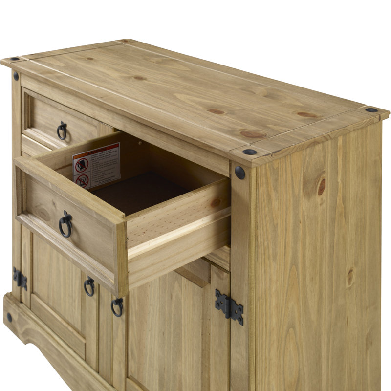 Desserte en bois de pin 2 tiroirs 36 po Childers, Brun antique