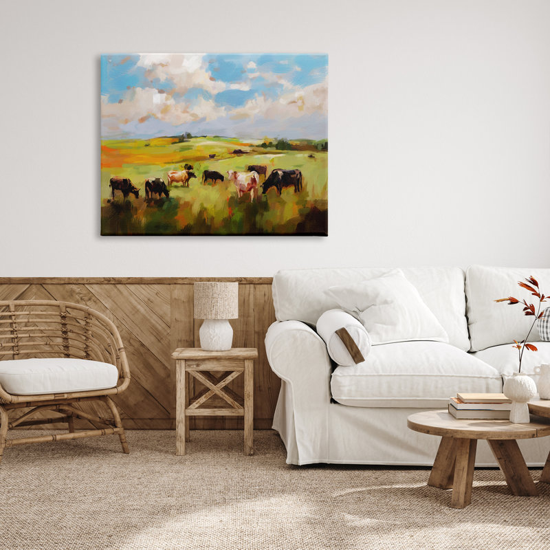 Vaches qui paissent par Ziwei Li, H 36 po x l 48 po x P 1,5 po
