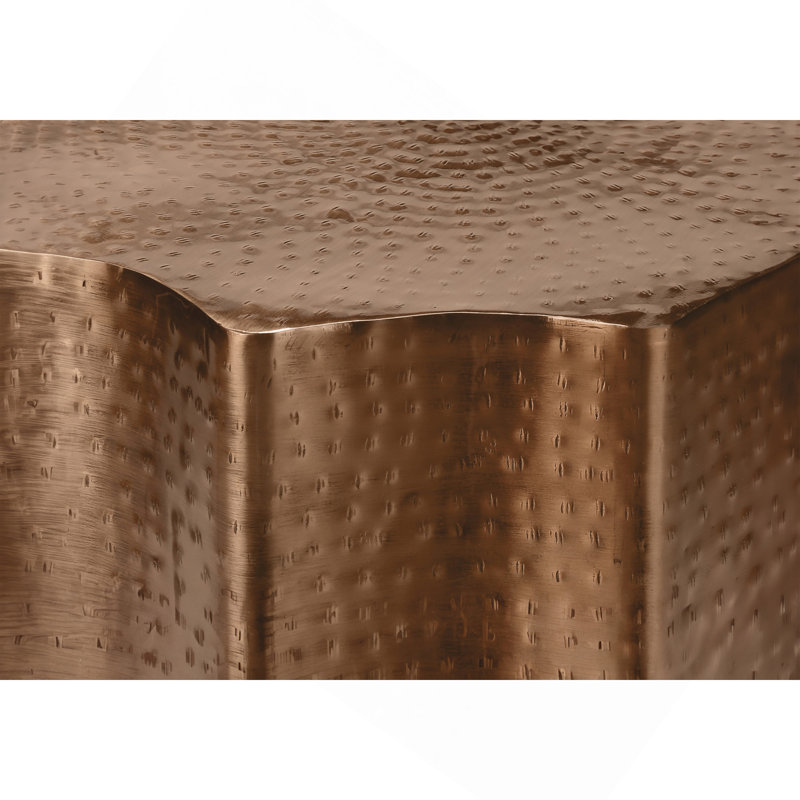 Table d'appoint, tambour, côté, bout, table de chevet, lampe, salon, chambre à coucher, cuivre métallique, contemporain, moderne