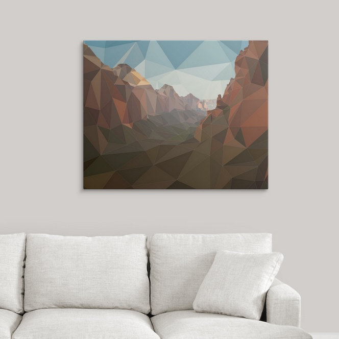 « zion national park-low-poly art », reproduction d’impression, H 24 po x l 30 po x P 1,5 po, Toile