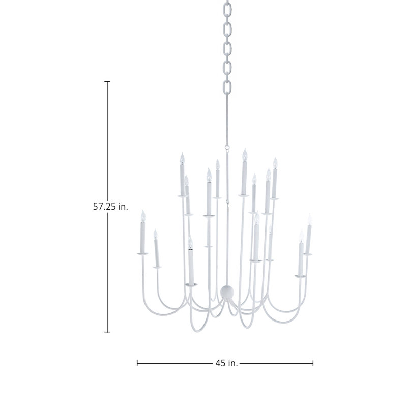 Snow 16 - Light Candle Style Chandelier, Plaster White
