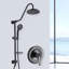 Système de douche complet avec pommeau de douche effet pluie de 20 cm et douchette à main - Acier inoxydable, bronze huilé et système d'insonorisation.