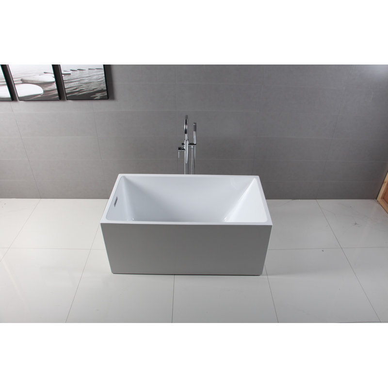 Aqua Eden 51-Inch White Acrylic Freestanding Tub with Drain
