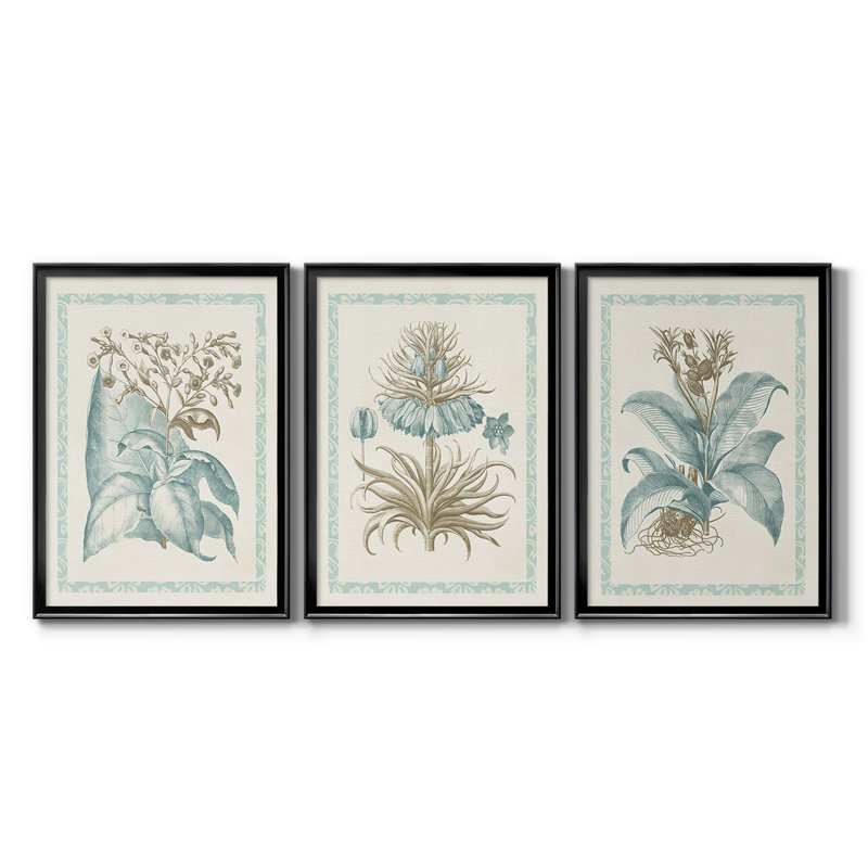 Willow Blue Besler I - Toile tendue avec châssis sur mesure - 3 pièces, H 21 po x l 30 po, Noir