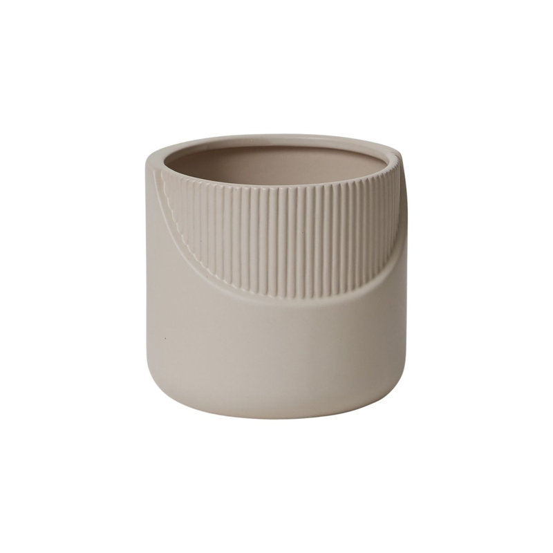Vase de table en céramique grise, H 5 po x l 5,5 po x P 5 po