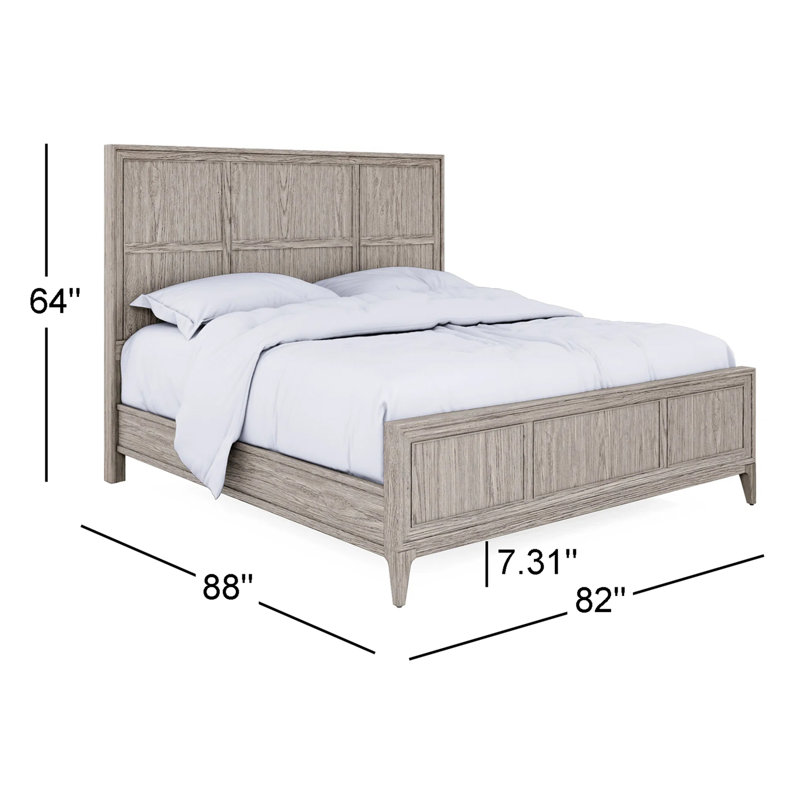 Hantz Solid Wood Standard Bed, King, Ashen