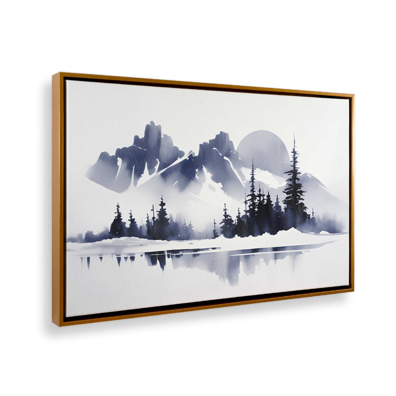 Impression sur toile Moonlit Mountain Majesty , Cadre flottant or poli, H 20,75 po x l 30,75 po x P 1,75 po