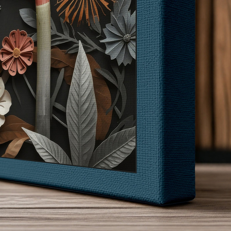 Preserved Study Botanical - Wrapped Canvas, 36x24 - 91.4 x 61.0 cm, Teal Border