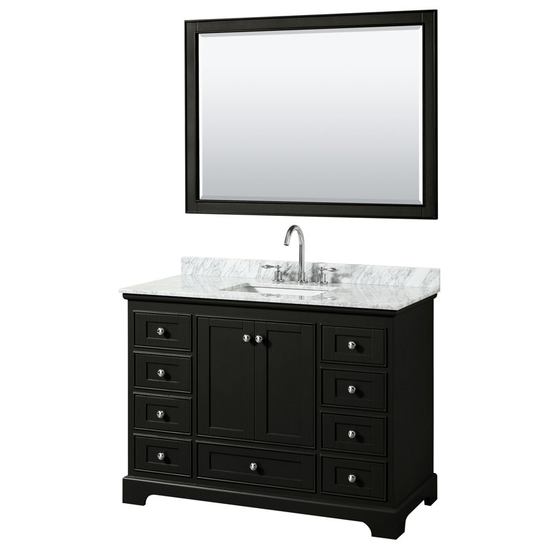 Deborah 48'' Single Bathroom Vanity with Marble Top, Dark Espresso, Polished Chrome