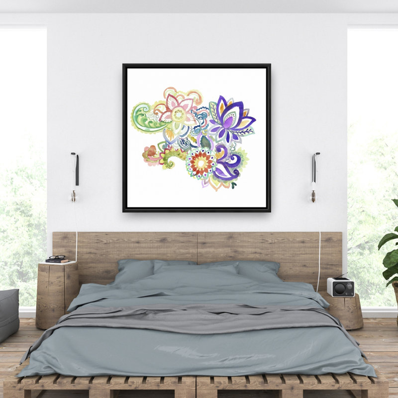 Aquarelle cachemire - Toile encadrée mauve pour le décor de la chambre à coucher