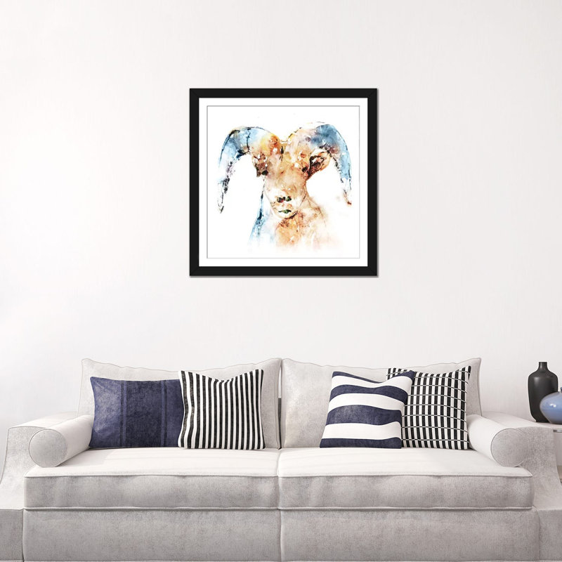 « watercolour mev », reproduction sur toile, H 16 po x l 16 po x P 1 po, Papier avec cadre noir, Blanc
