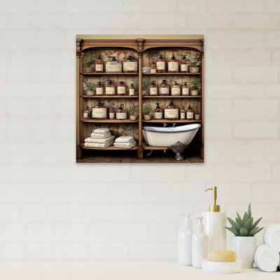 Brown And White Vintage Toiletries - Toiletries Wall Art