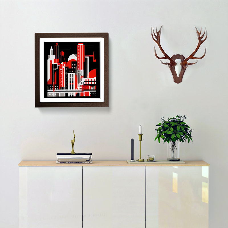 City Of Manchester Constructivism - Framed Print, Walnut