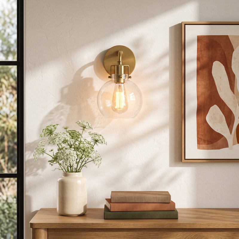 Byrne 1 - Light Dimmable Armed Sconce, Burnished Brass
