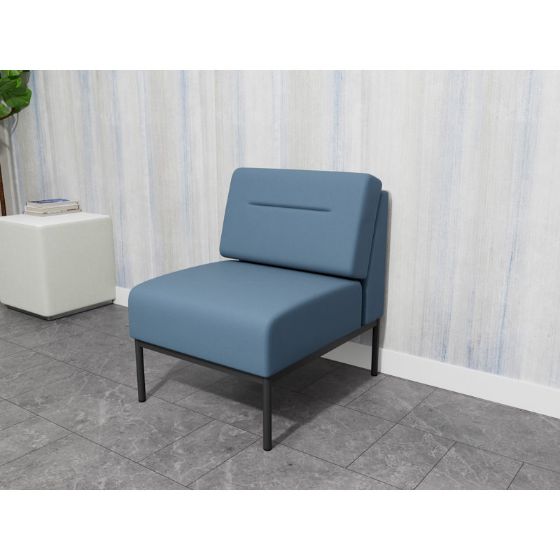 Chaise d'invité sans accoudoirs Darsey, Gris anthracite, Open House Quarry - bleu, Avec alimentation
