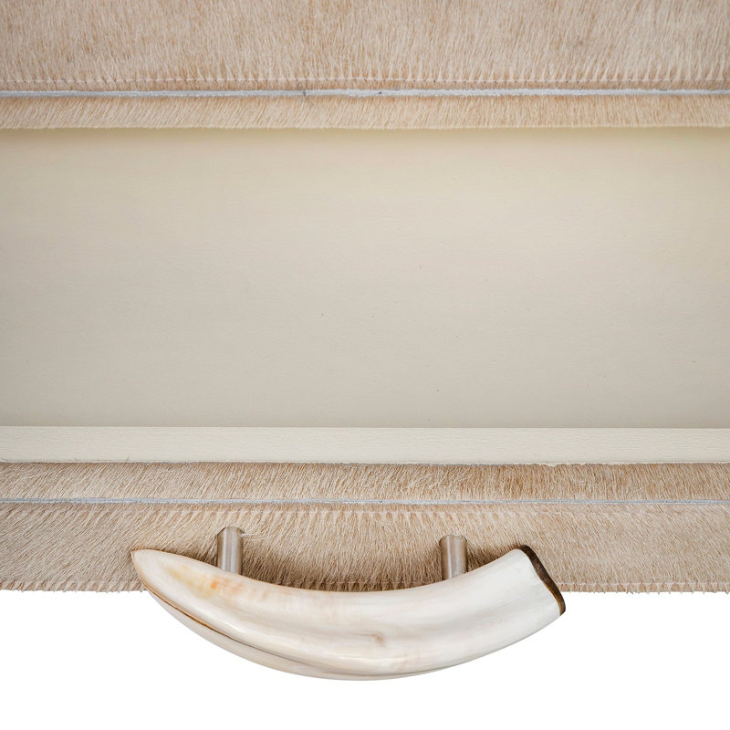 Watusi Cream Cow Hide Console Table