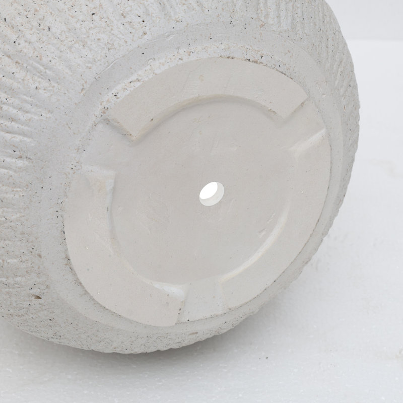 Sierra 13.38" Dia Large Modern Round Planter With Drainage Holes, Magnesium Oxide And Cement Texture