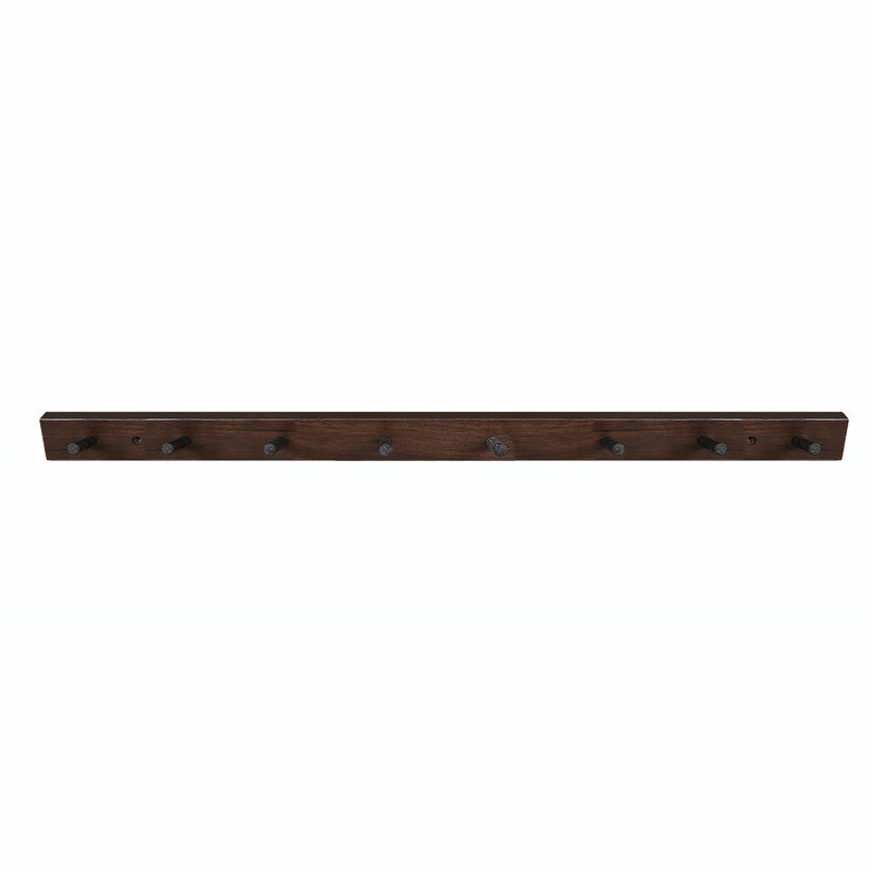 Wall Mounted Coat Rack, Dark Walnut, 2" H x 19.75" W x 0.75" D