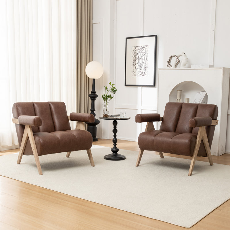 Fauteuil Bula, Similicuir brun, 2