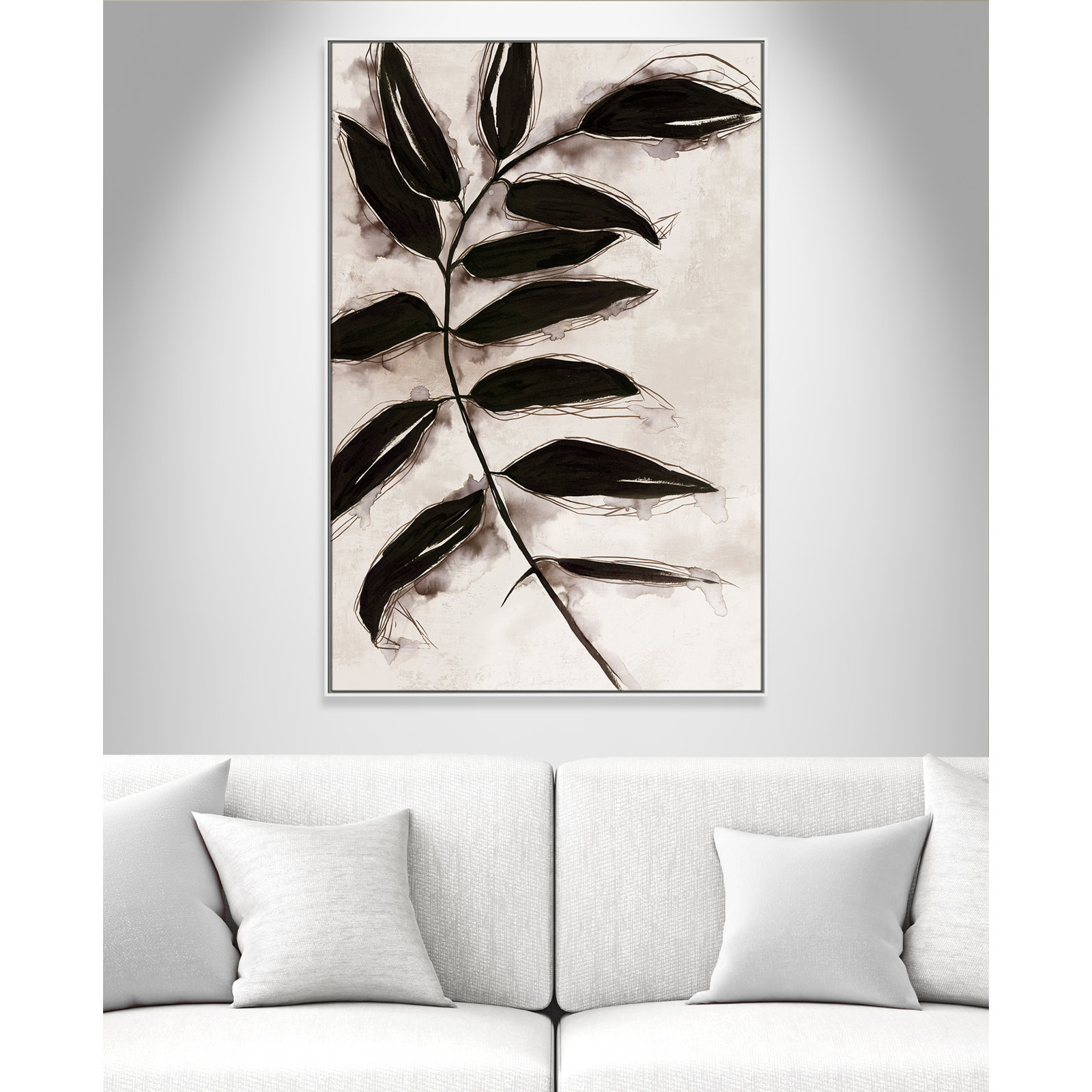 Leaves "Leaves II" Print, 61.5" H x 41.5" W x 2" D, White Framed