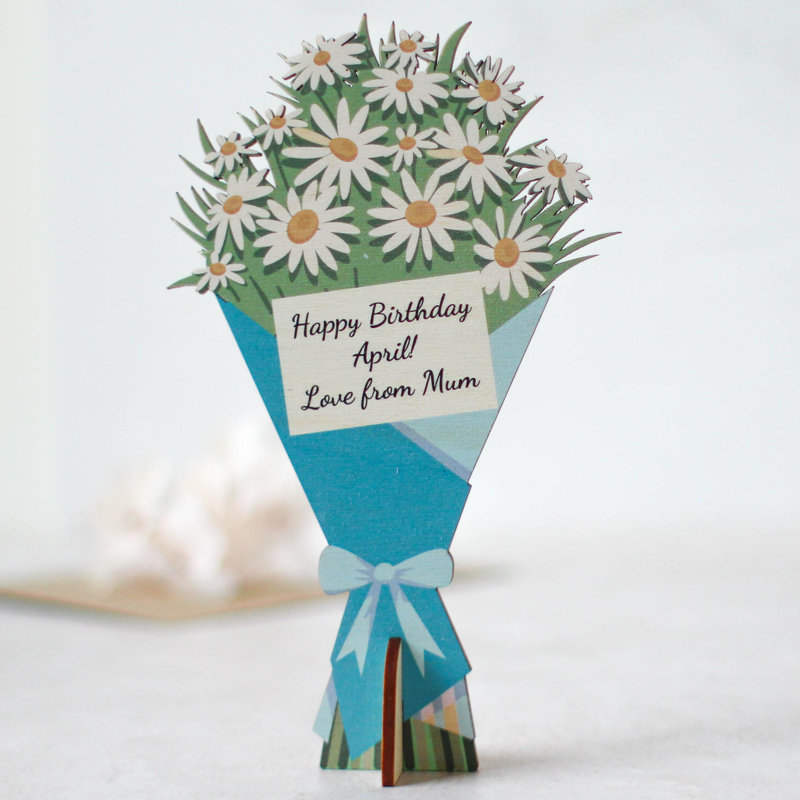 Personalised Birth Flower Card, April, Daisy, Yes