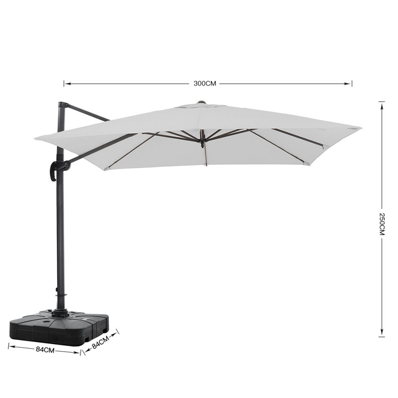 Aappo 300cm Cantilever Parasol, Light Grey