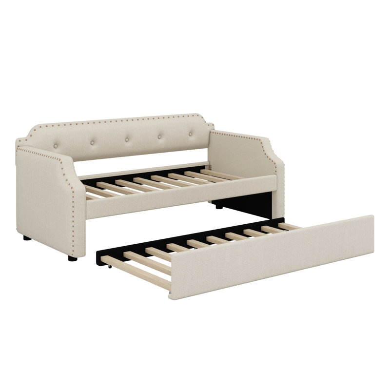 Lit de jour rembourré avec couchette, Beige