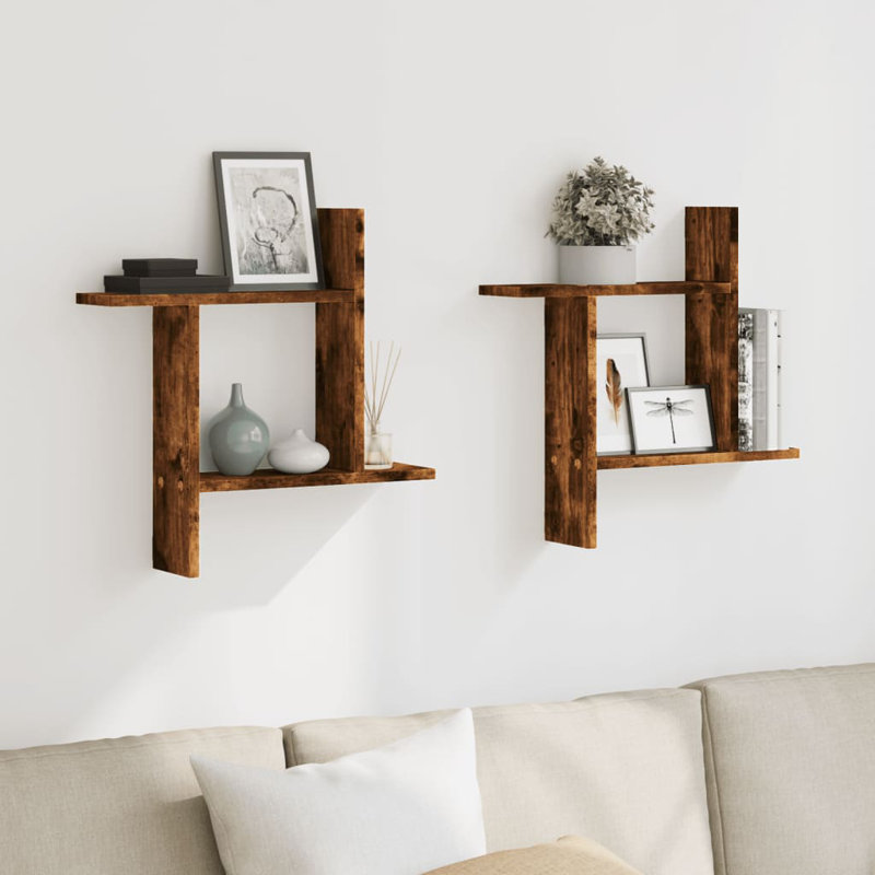 Rocchi Floating Shelf, 50cm H x 50cm W x 12cm, Smoked Oak