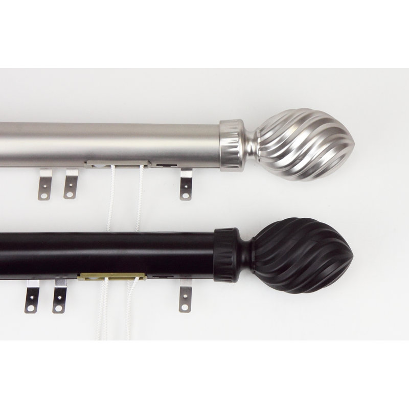 Elite Traverse Marquise Centre ouvert Rideau Rod et Set Hardware, 84" - 156" W, Noir