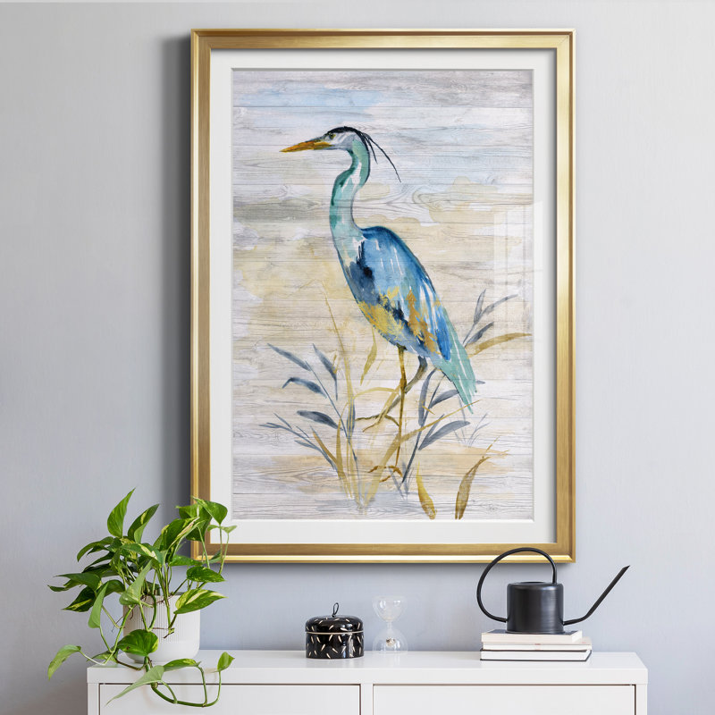 " Blue Heron II " by Nan, Gold Frame, 30" H x 22" W x 1.5" D