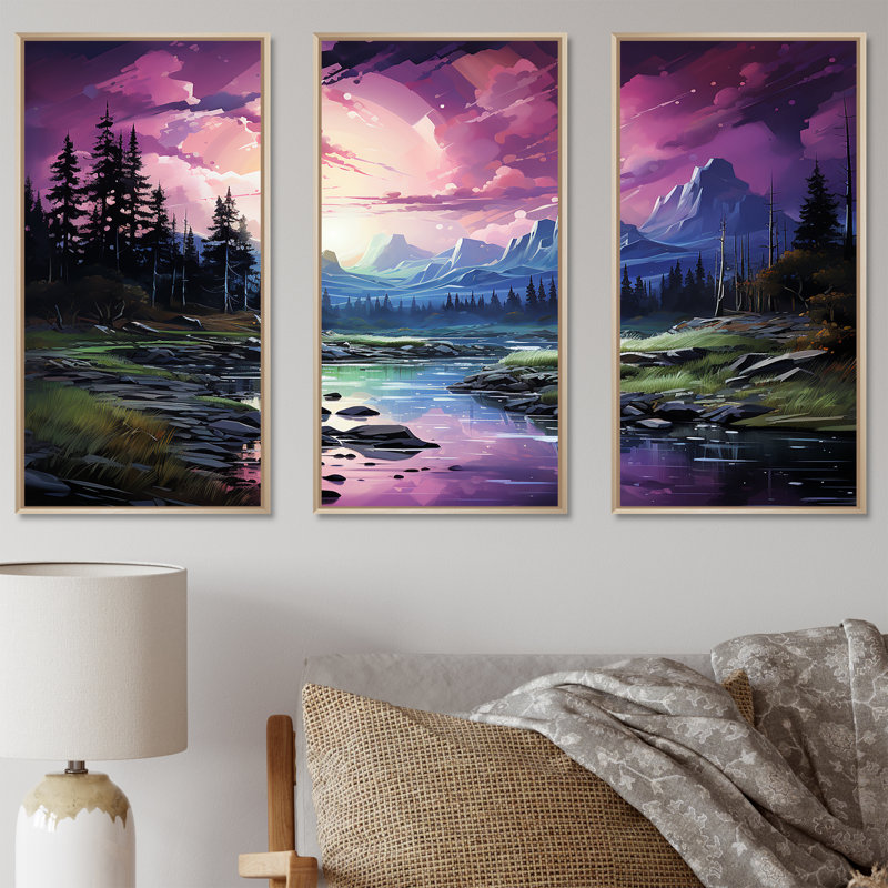 Art mural Northern Light, Cadre flottant brun, H 32 po x l 48 po x P 1 po